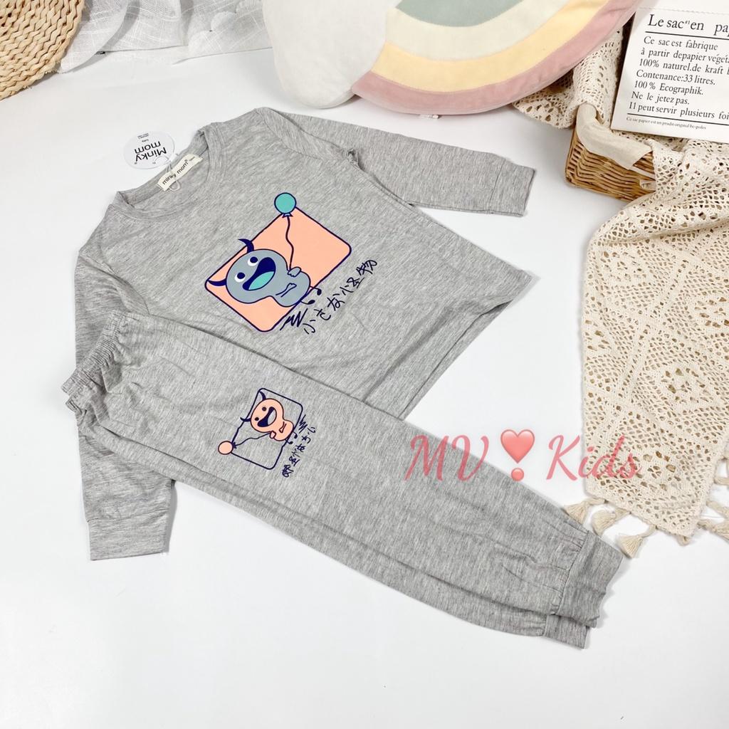 Bộ Quần Áo Bé Gái, Bé Trai Minky Mom Vải Thun Lạnh Khủng Long Đạp Xe MKDTL04