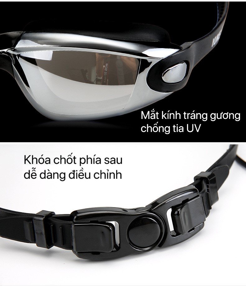 kính bơi người lớn mắt tráng gương YUKE - E770, chống tia UV400, chống nước, chống mờ(Tặng Kèm Hộp)