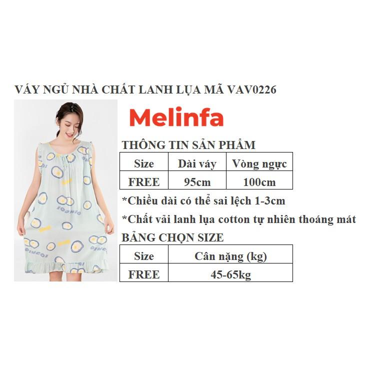 Váy ngủ, đầm ngủ, đầm mặc nhà nữ tính chất vải lanh lụa cotton tự nhiên thoáng mát nhiều màu mã VAV0226