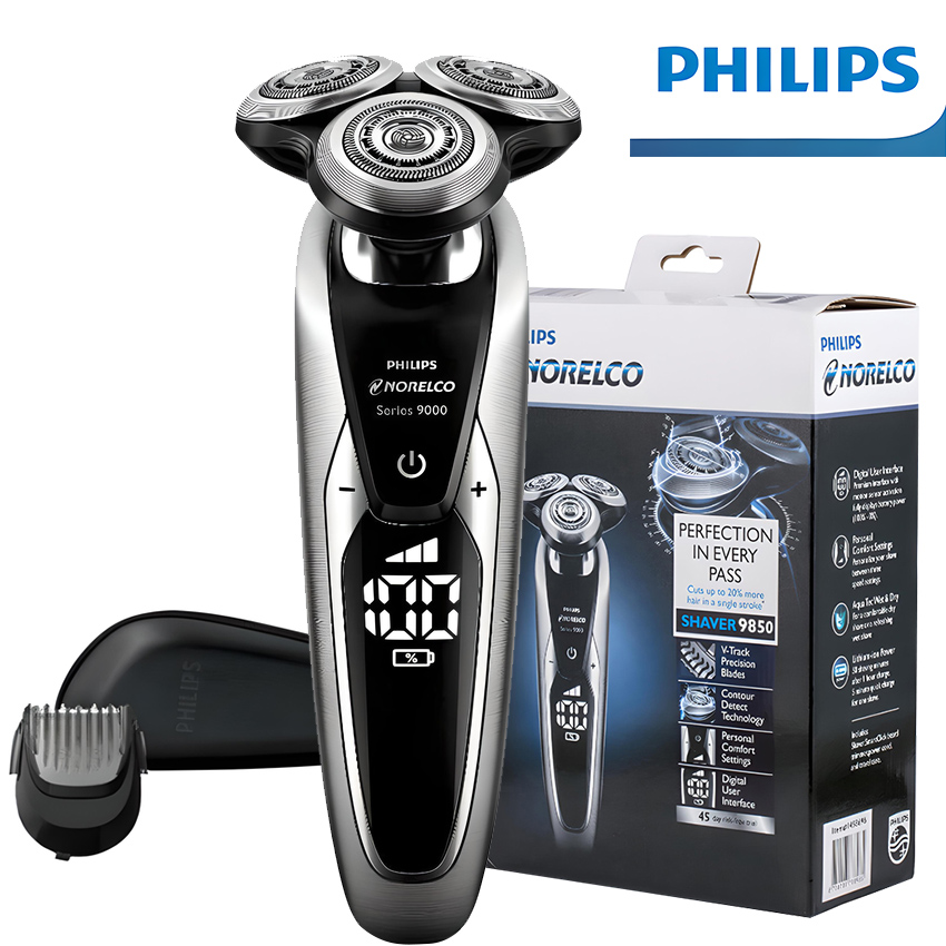 Máy cạo râu khô và ướt Philips Norelco Series 9000 Shaver 9850 thương hiệu cao cấp Philips S9733 - Hàng Nhập Khẩu