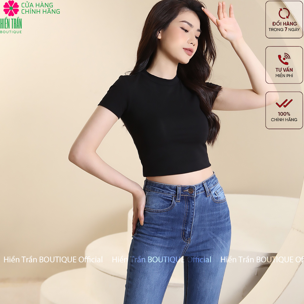 Áo croptop nữ Blue Chic cổ tròn vải cotton bozip co giãn thoáng mát freesize ngắn tay thun đẹp