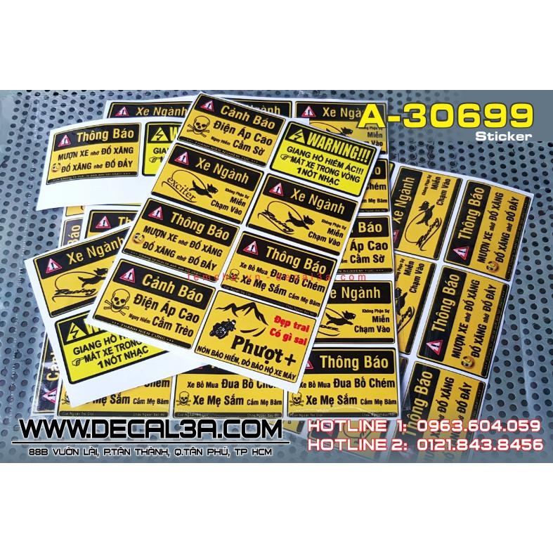 Combo decal Cảnh Báo dán xe