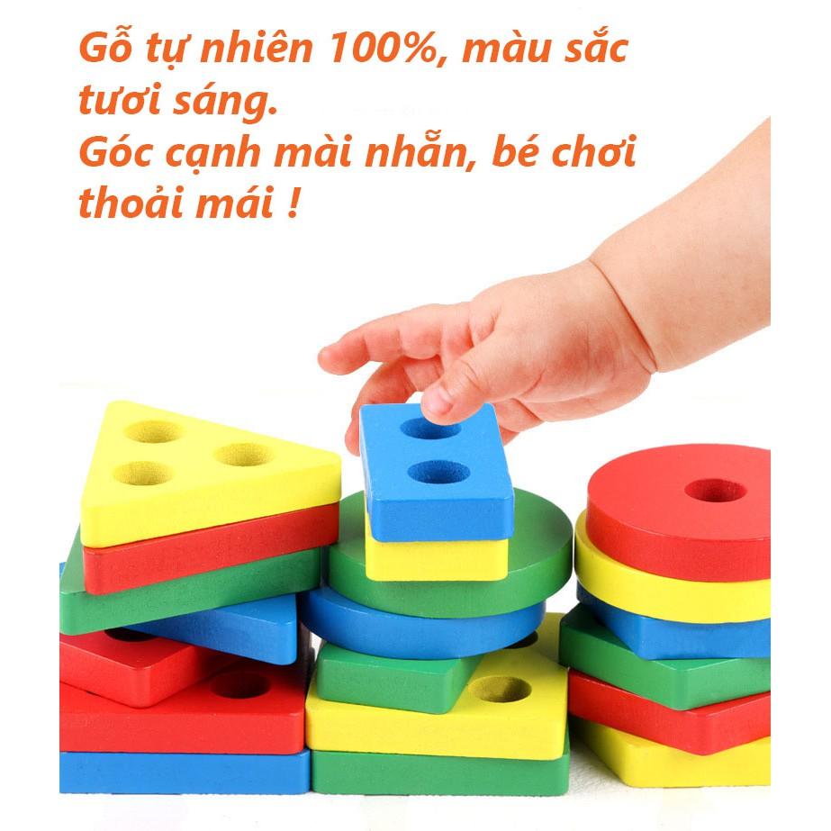 Đồ chơi gỗ Bộ Thả Cọc Phân Loại Hình Khối 3D - Nhiều Mẫu