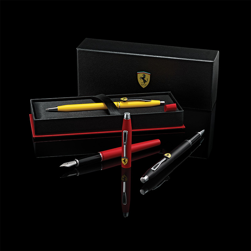 Viết bi khô cao cấp Cross dòng Ferrari (FR0082) Đen/Đỏ/Vàng - Scuderia Ferrari Matte Black Ballpoint Pen (Black/Red/Yellow/)