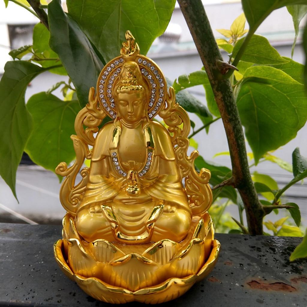 Tượng Phật Bà Quan Âm Hai Mặt Để Ô Tô, Trang Trí Bàn Làm Việc - Tượng Quan Âm Tọa Sen Có Kèm Nước Hoa