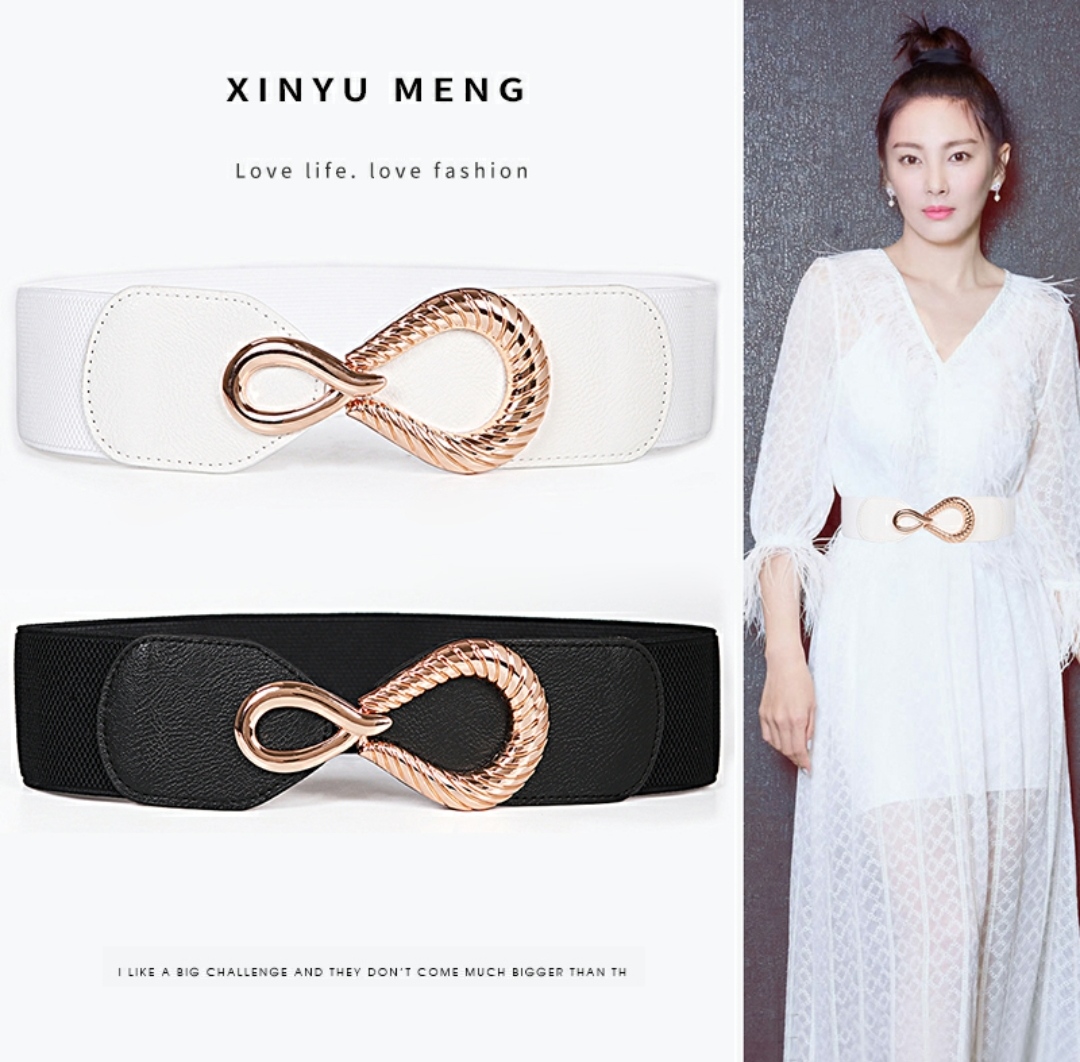 Thắt lưng nữ dây nịt nữ đai váy bản to 7cm Thun Co Giãn mang Đầm váy Casual Thời Trang Hàn QUốc dona23052901