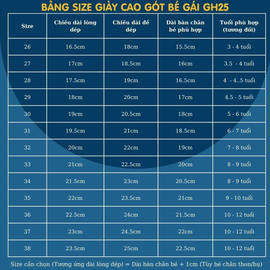 Giày cao gót màu hồng cho bé gái 3 - 12 tuổi búp bê kim sa công chúa lấp lánh thời trang đi tiệc nhảy khiêu vũ GH25