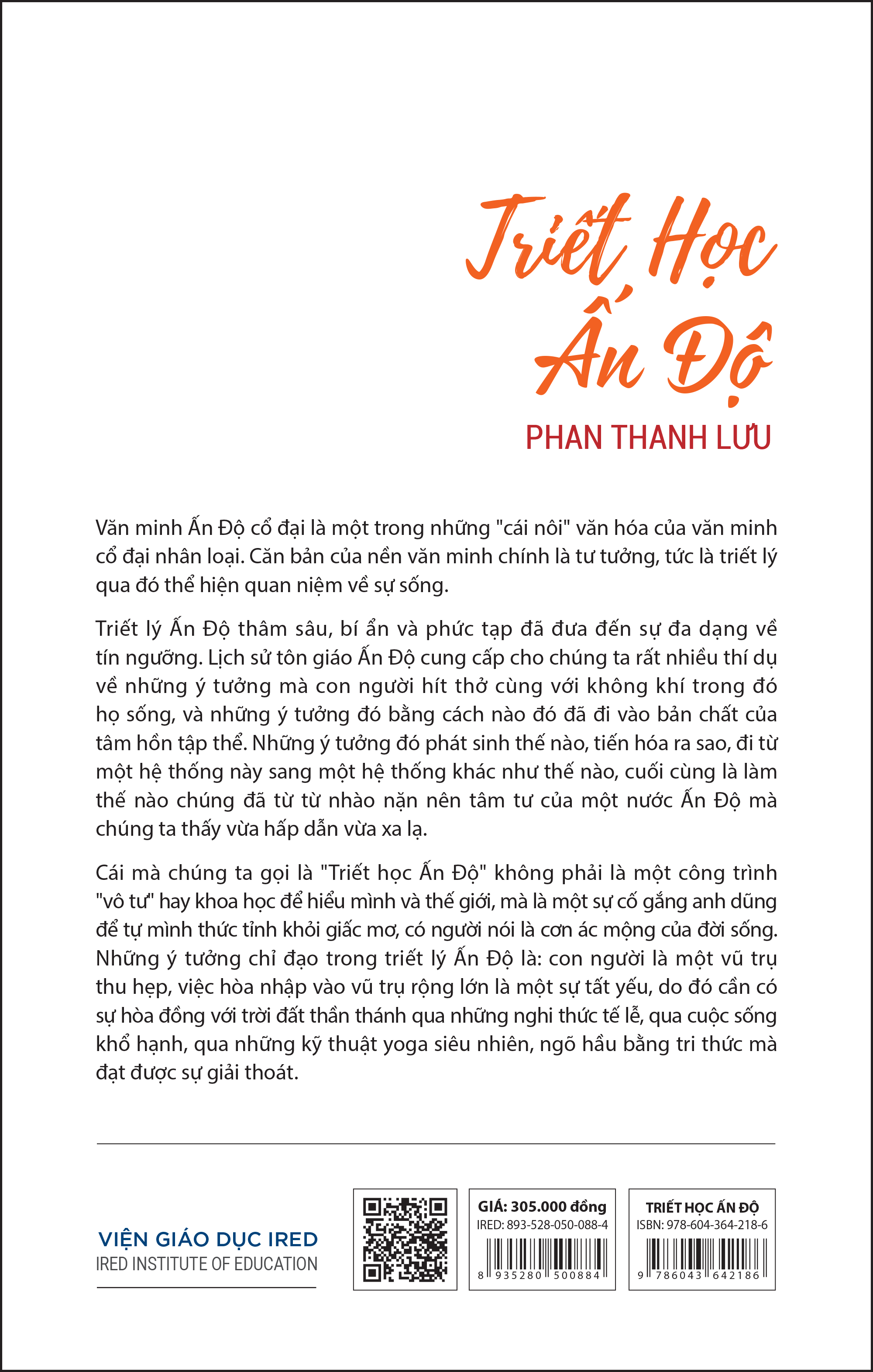 TRIẾT HỌC ẤN ĐỘ - Phan Thanh Lưu - (bìa mềm)