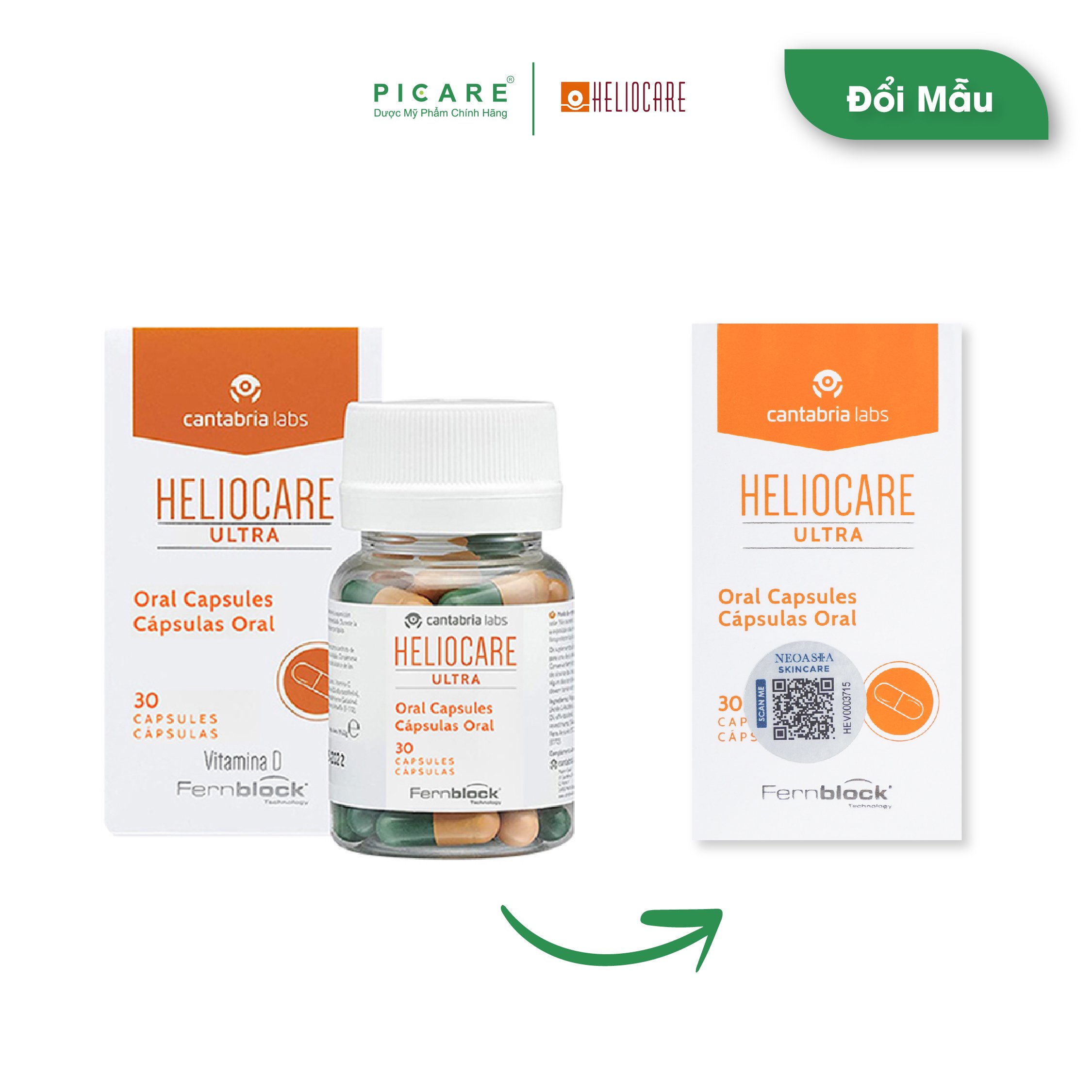 Heliocare Oral Ultra Viên uống chống nắng ngăn ngừa lão hóa và giảm đỏ da loại 30 viên