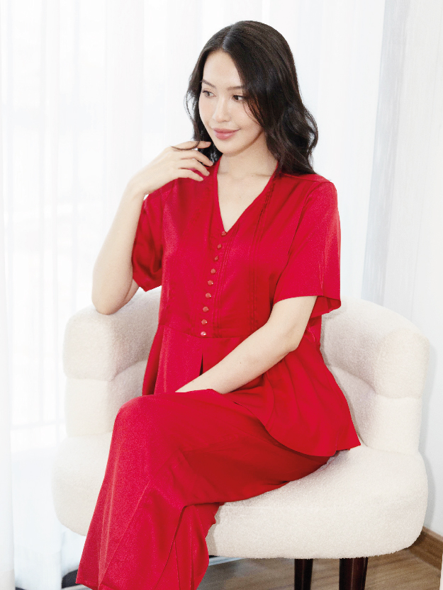 Bộ Đồ Ngủ Pijama Lụa Pháp Cao Cấp cộc tay mềm mại Thoáng Mát Siêu Mịn Thấm Hút HW1022 HAN CLOSET