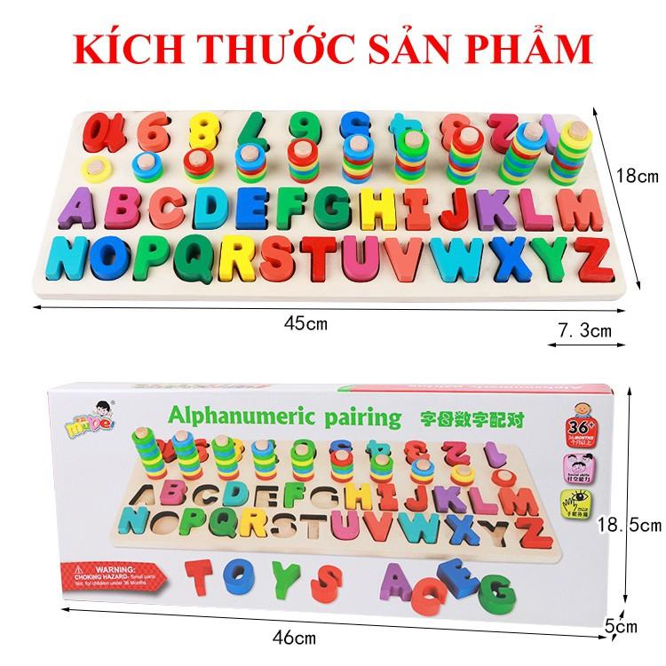 Giáo Cụ Montessori- Bộ Bảng Cột Tính, Số Kèm Thêm Chữ Cái Bằng Gỗ Cho Bé