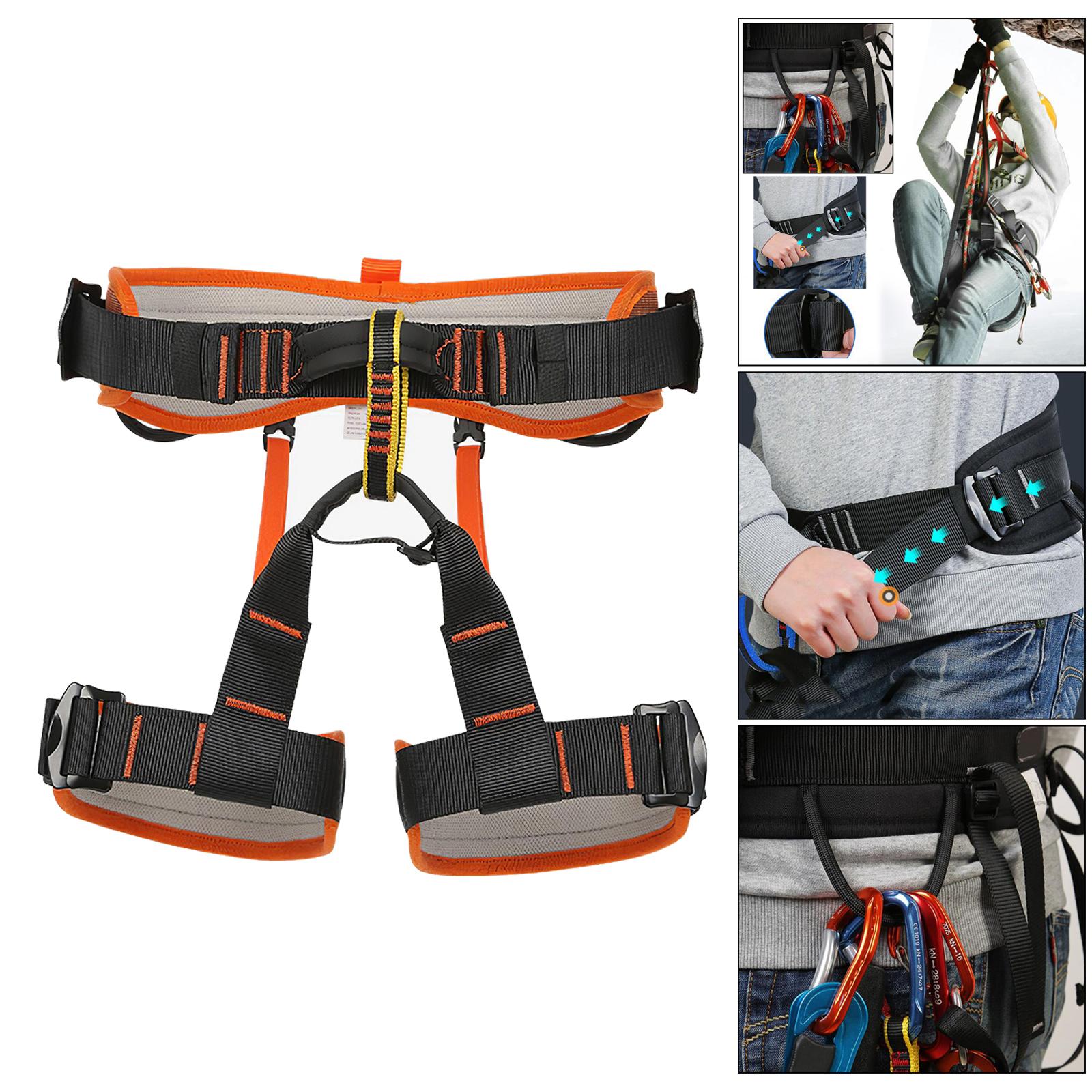 Outdoor Half Body Harness Rock Climbing Tree Rappelling Waist Belt Black L