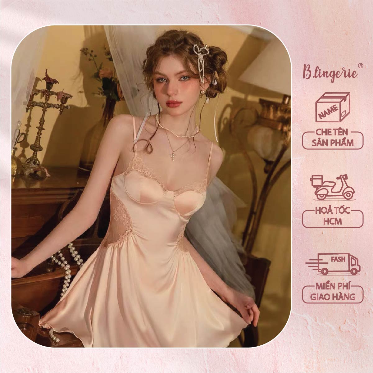 Váy Ngủ Hơ Lưng Tinh Tế (không kèm áo choàng) - B.Lingerie