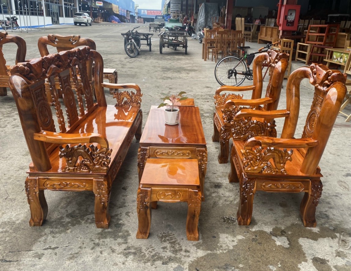 Bộ bàn ghế_Bộ salon gỗ tràm tay 12
