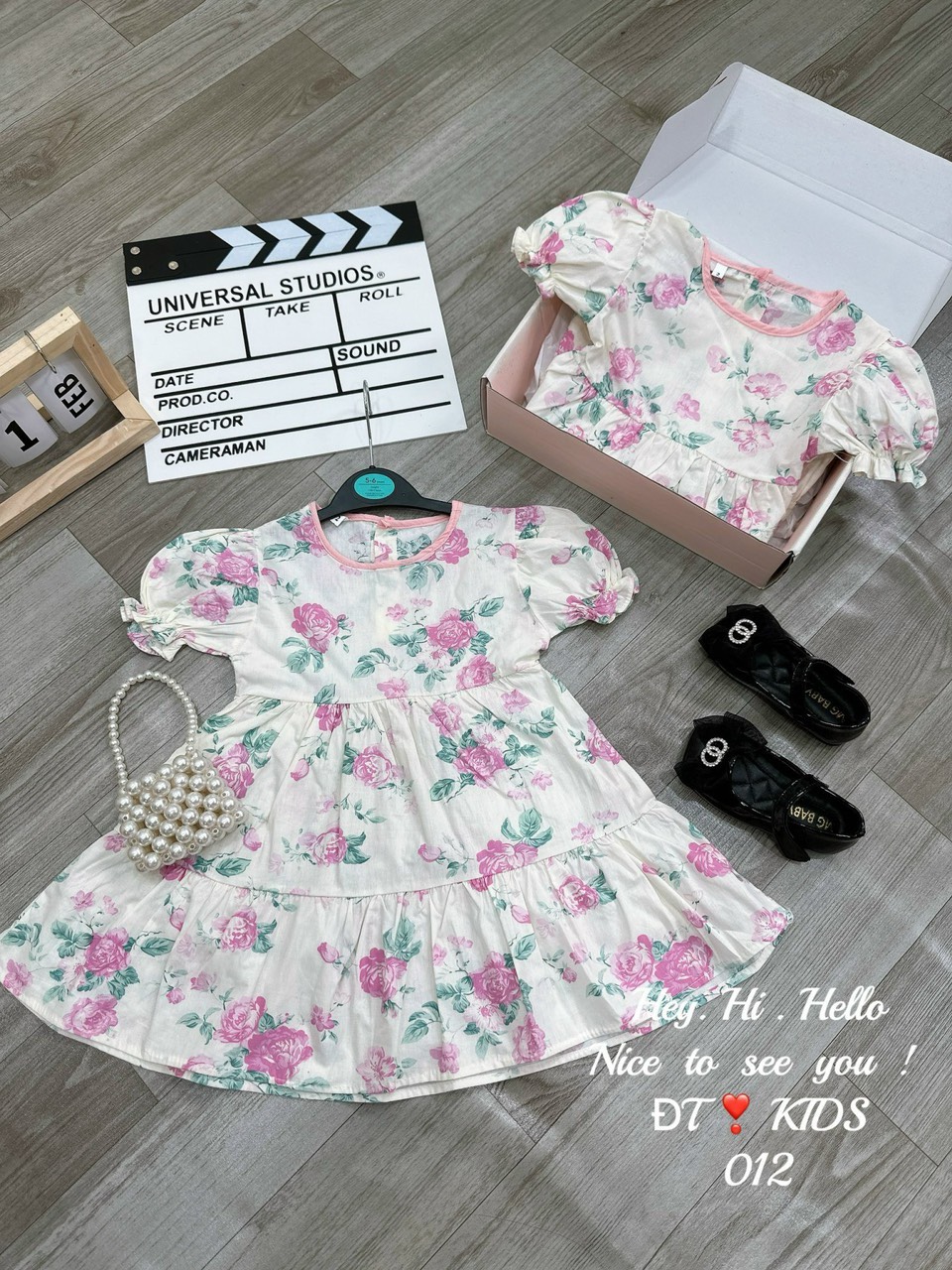 Váy bé gái 10-29kg dáng babydoll xòe siêu xinh Baby-S, Đầm bé gái họa tiết hoa hồng xinh xắn - SD105