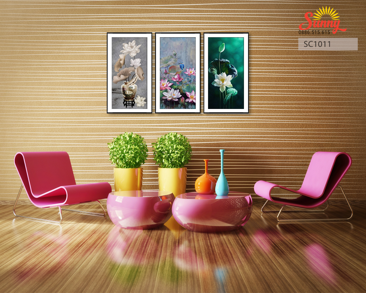 Tranh lụa trang trí chủ đề hoa lá