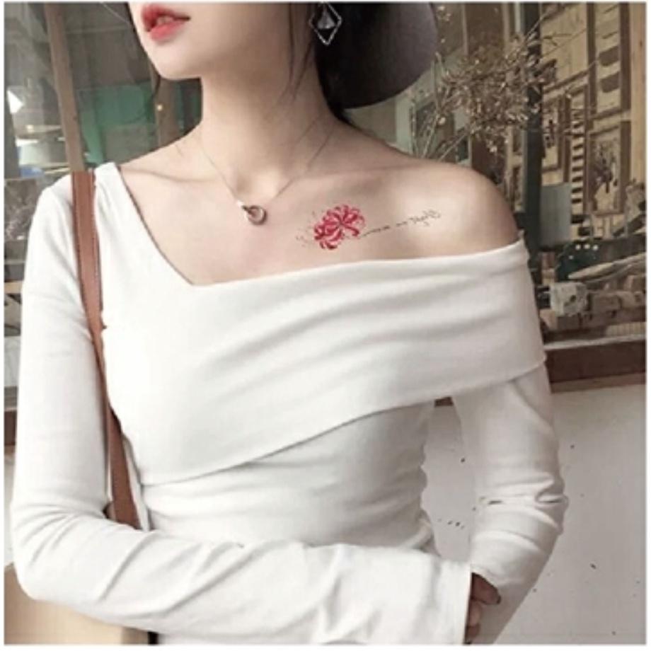 Hình xăm hoa bỉ ngạn chữ kí 10x6cm