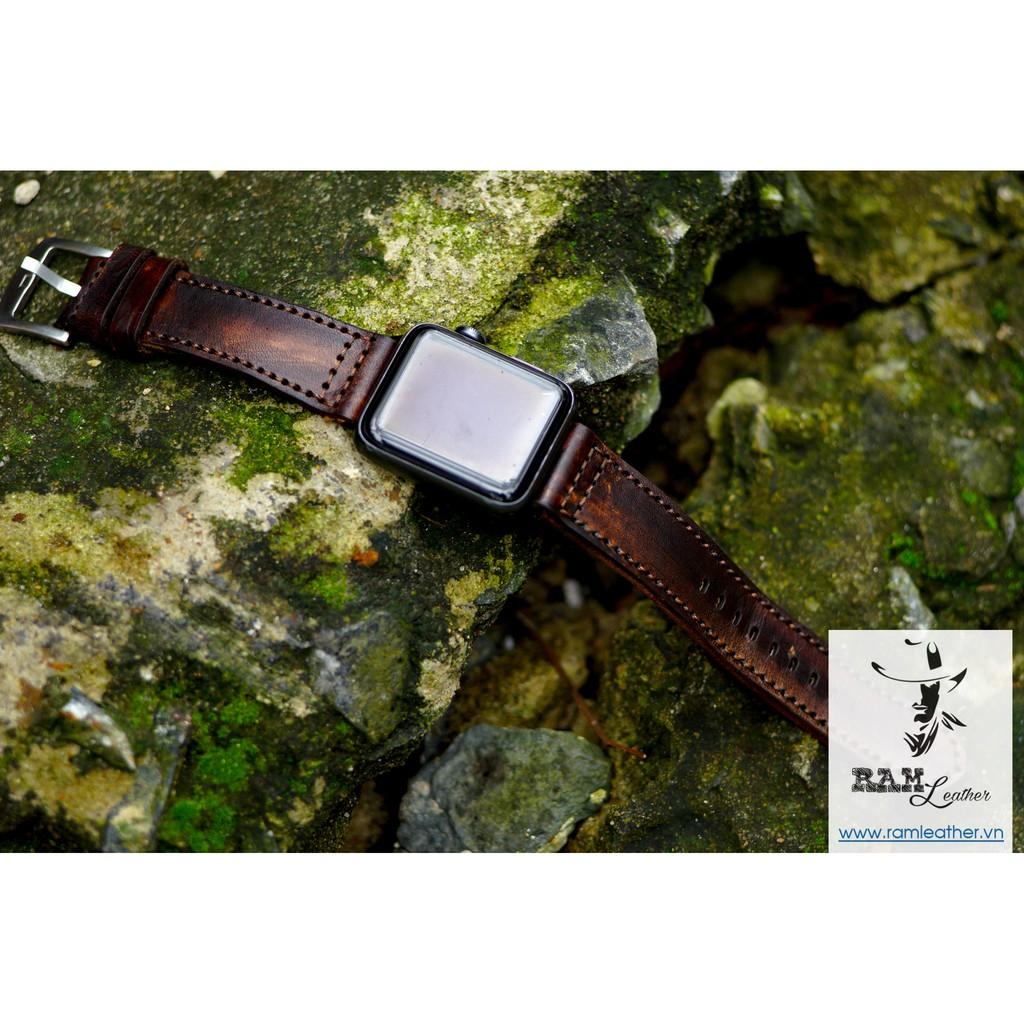 DÂY ĐỒNG HỒ DA BÒ THẬT CHO APPLE WATCH – RAM PILOT MÀU CHOCOLATE - HÀNG CHÍNH HÃNG RAM LEATHER