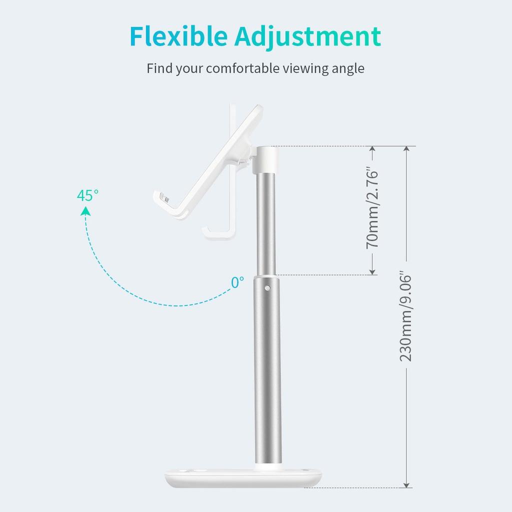 Giá đỡ điện thoại và máy tính bảng để bàn có thể điều chỉnh độ cao Choetech H035