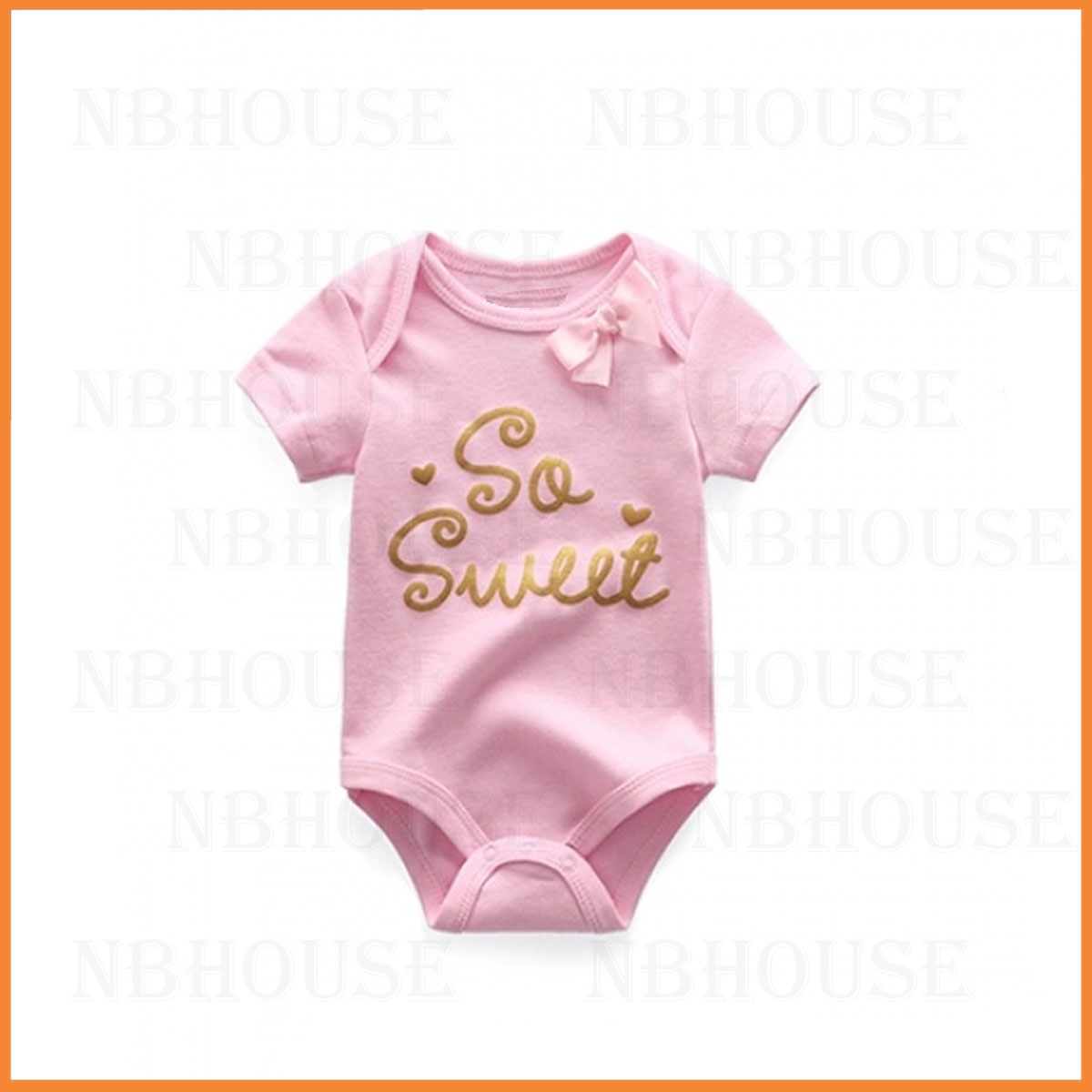 Bộ Đồ Bodysuit Liền Thân Ngắn Tay Cho Bé Gái Sơ Sinh Từ 0-3 Tháng Tuổi