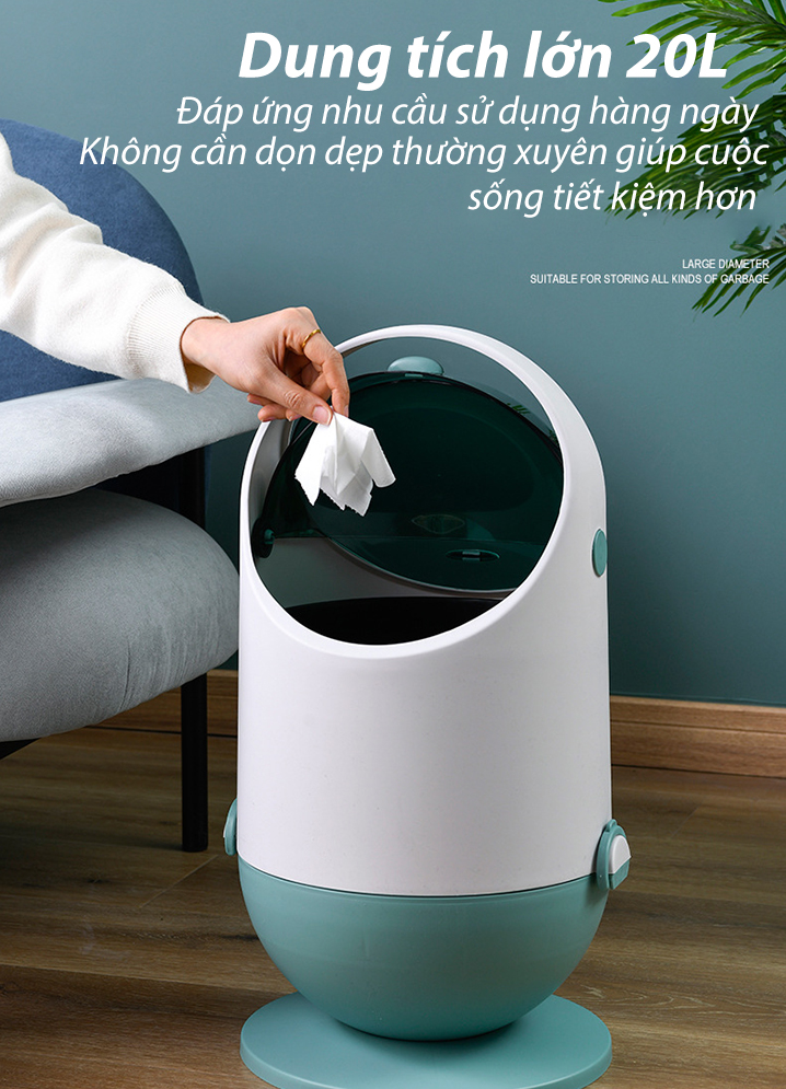 Thùng rác gia đình dễ thương Space Capsule Shaped Trash Can 20L