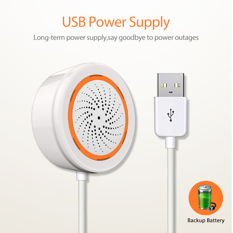 Chuông báo động kiêm cảm biến nhiệt độ, độ ẩm Wifi/ Zigbee Tuya 3 in 1