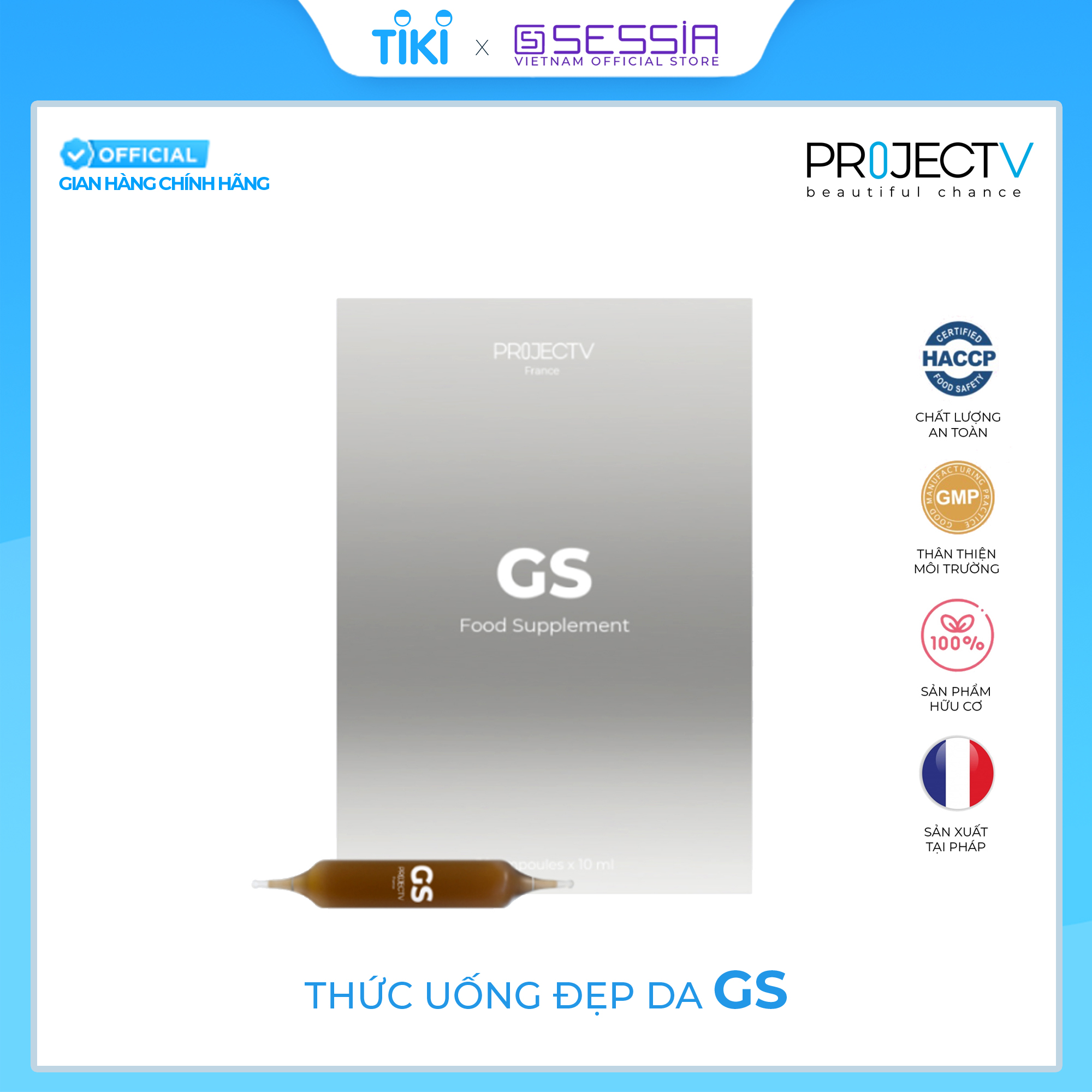 [BEST DEAL] Thức Uống Đẹp Da Tự Nhiên GS Beauty Hit - PROJECT V - Vẻ Đẹp Toát Ra Từ Bên Trong (30 ống x 10ml) - Xuất xứ Pháp, Hàng Chính Hãng