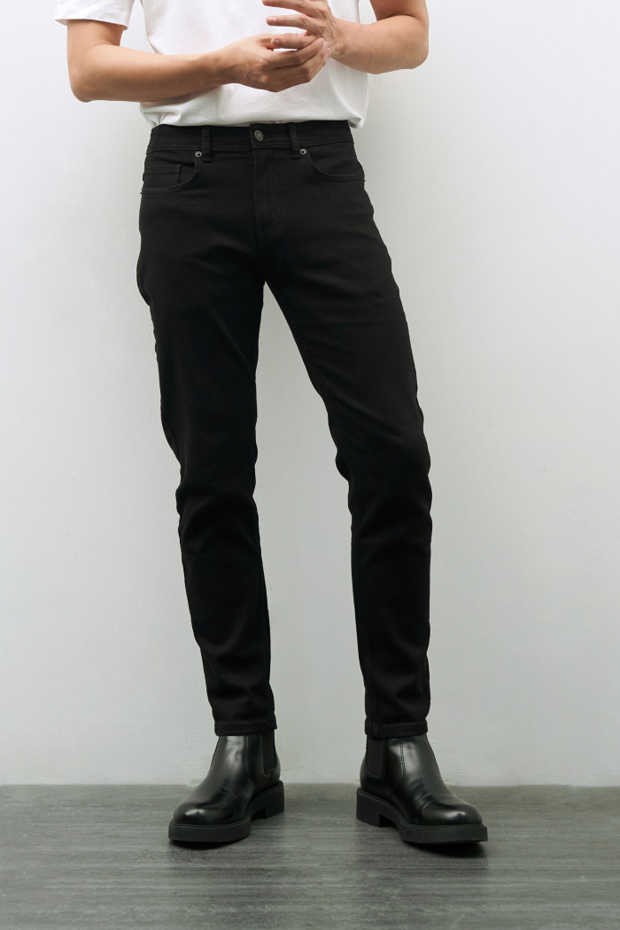 Quần Jean nam Routine màu đen form slimfit có độ co giãn 10F20DPA102CR2