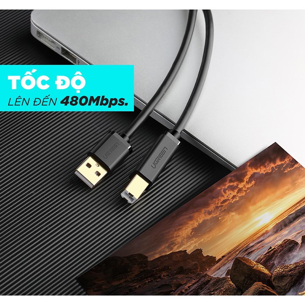 Dây máy in mạ vàng USB 2.0 chuẩn A đực sang chuẩn B đực dài 3M UGREEN US135 10351 (đen) - Hàng chính hãng