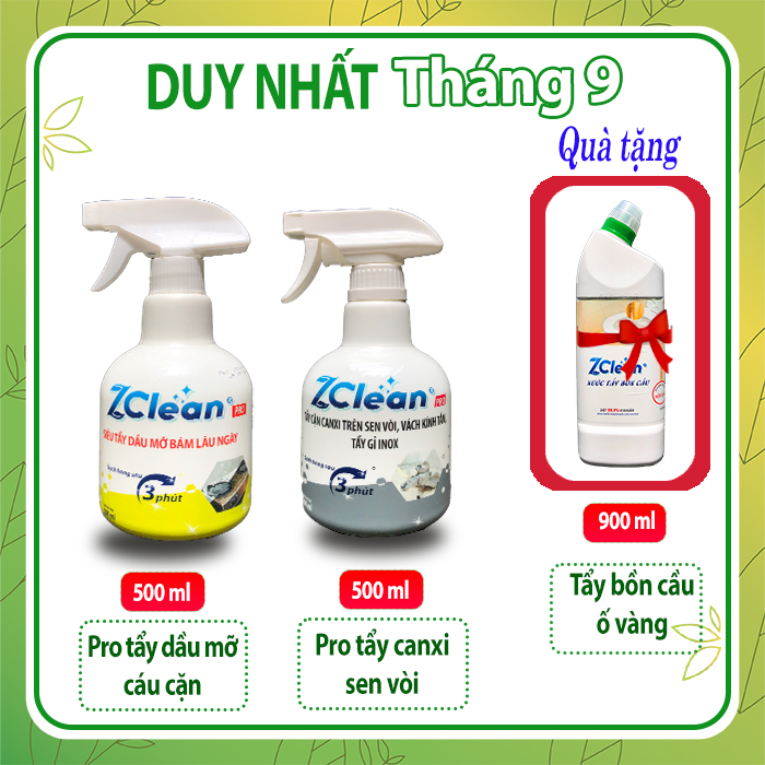 Combo siêu tẩy : Tẩy cặn Canxi trên sen vòi , vách kính + Tẩy dầu mỡ đóng két lâu ngày