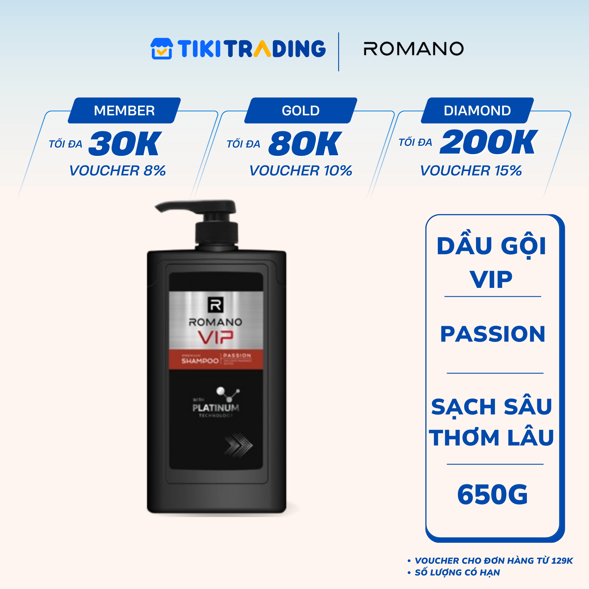 DẦU GỘI ROMANO VIP PASSION 650G