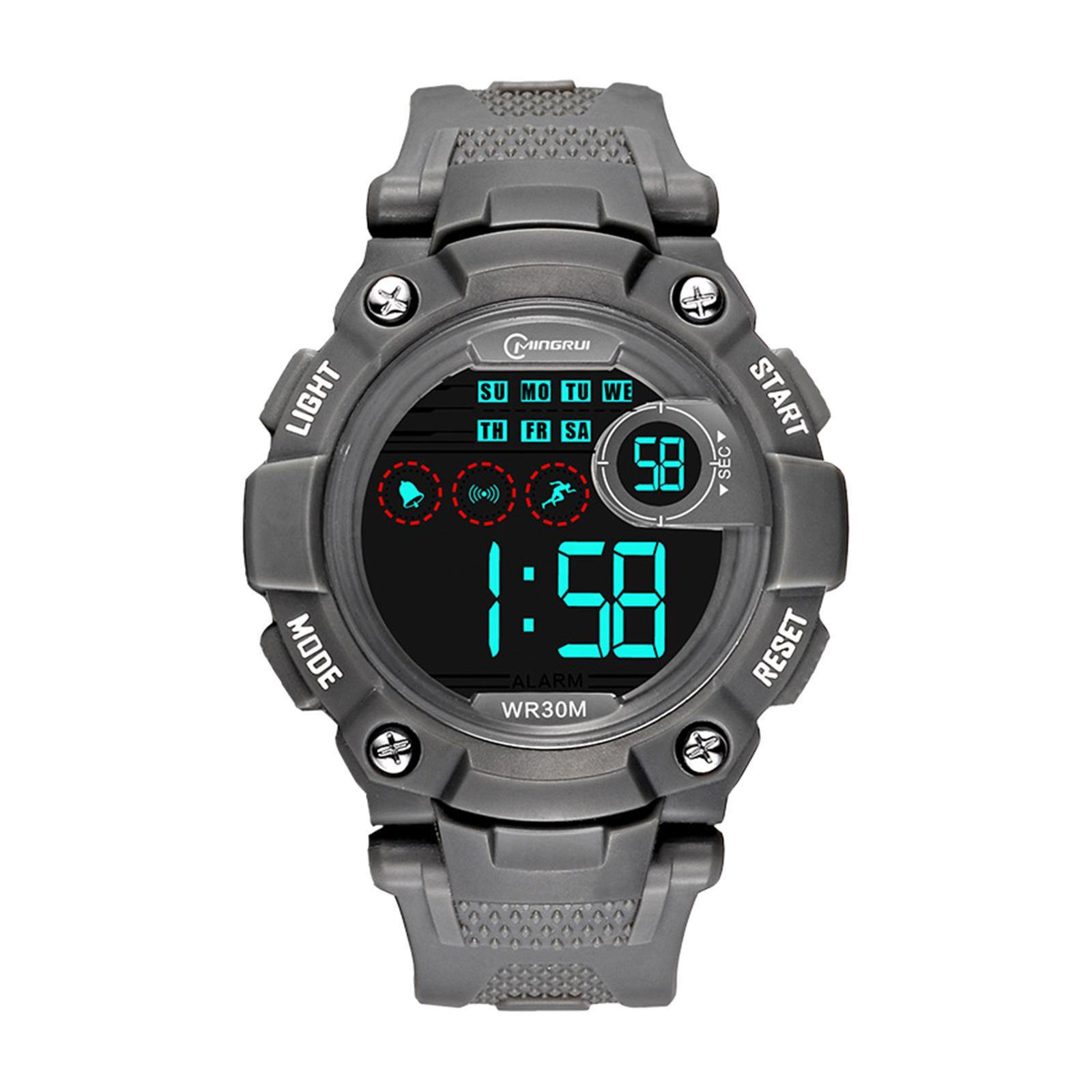 Electronic Watch Waterproof Alarm Stopwatch 12/24 Hours Wrist Watch for Outdoor Sports Boys
