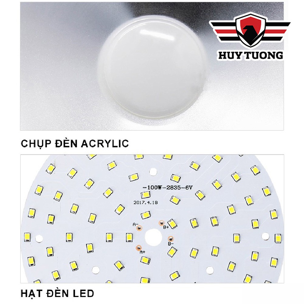 Đèn Led pha xưởng đui xoáy ánh sáng trắng chụp đèn tròn ( 30W - 50W - 100W ) cao cấp - Huy Tưởng