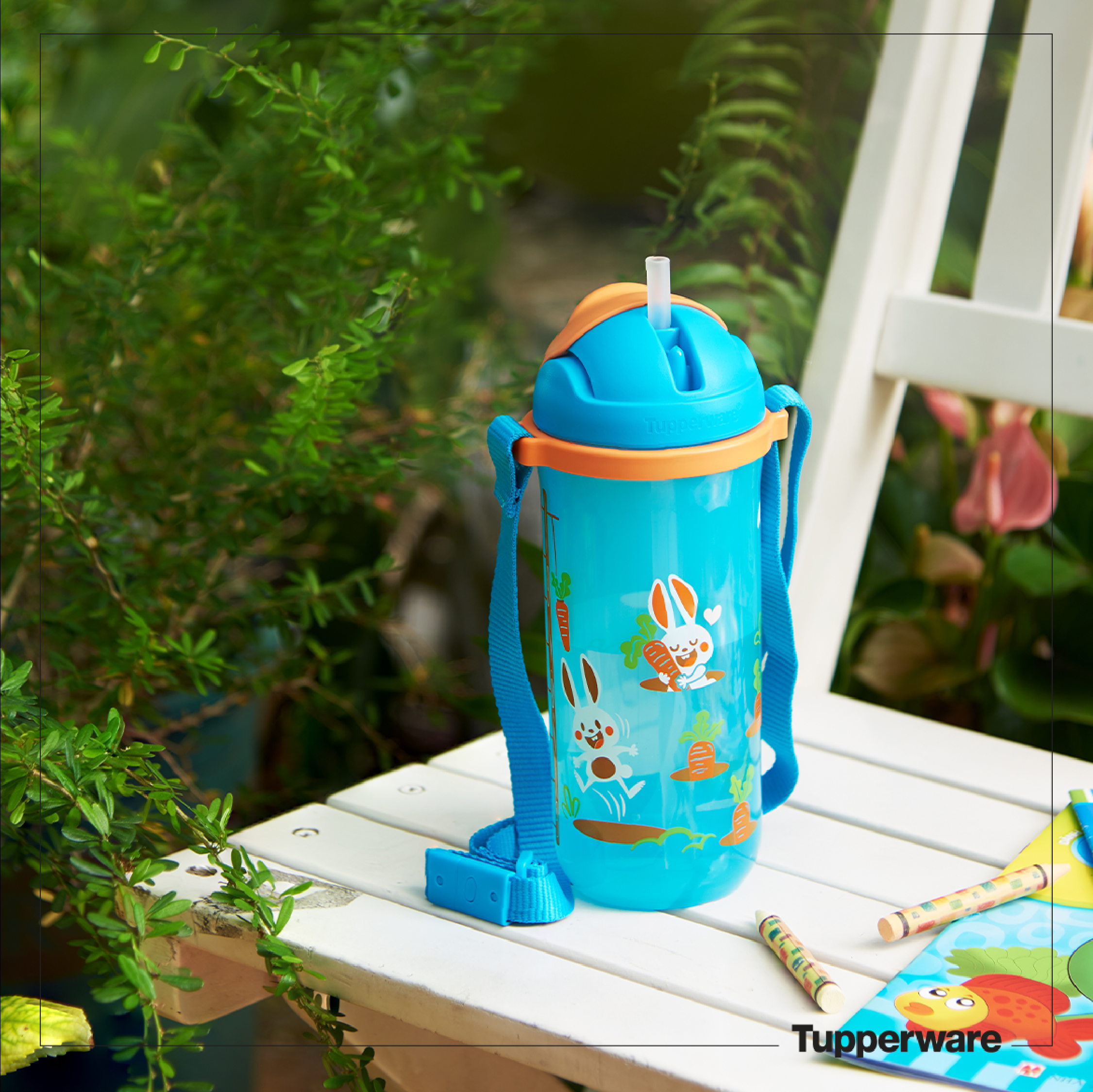Bình Nước Tupperware Kids Printable Straw Tumbler 500ML - Hàng Chính Hãng