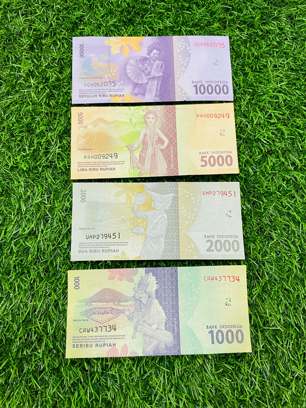 Combo tiền Indonesia 1000 2000 5000 10000 Rupiah (4 tờ), hình vũ công múa tuyệt đẹp, tặng bao lì xì