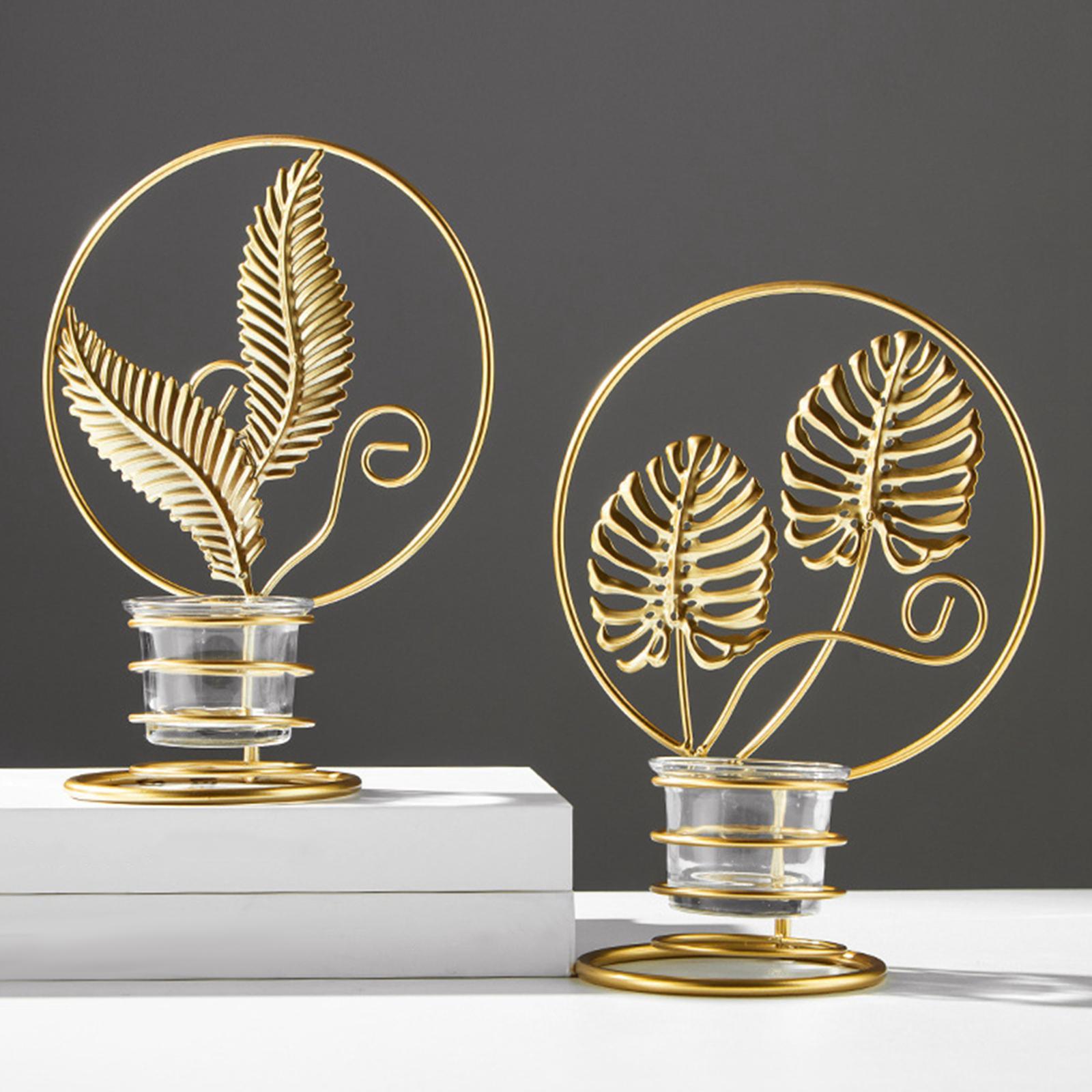 Tea Light Holder Leaves Metal Candle Holder for New Year Wedding Anniversary