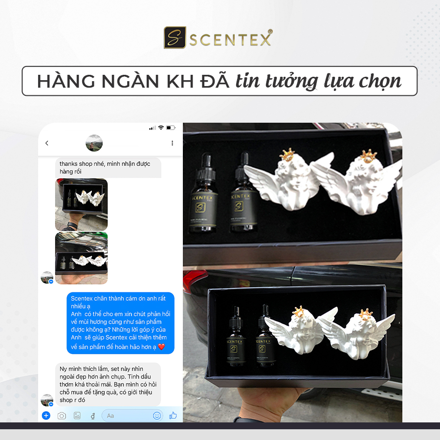 Nước hoa xe hơi cao cấp Scentex SAD ANGEL 100% Organic, được làm từ chất liệu đá Aroma Stone đặc biệt, dễ dàng thẩm thấu và khuếch tán mùi hương theo cửa gió điều hòa, khử mùi, diệt khuẩn hiệt quả - Hàng Chính Hãng