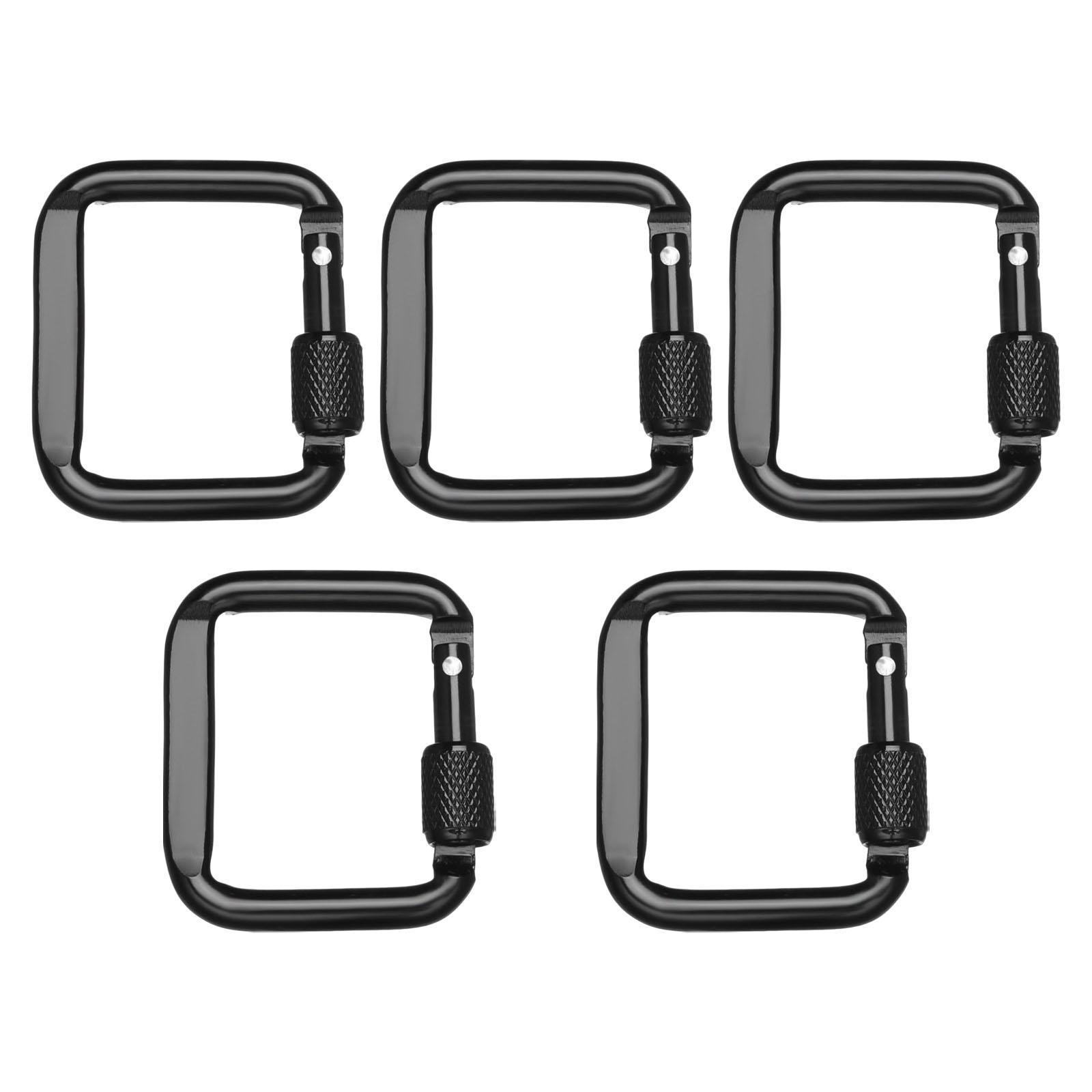 5Pcs Carabiner Clip Backpack Hanger Heavy Duty for Hiking Camping Mountain Black