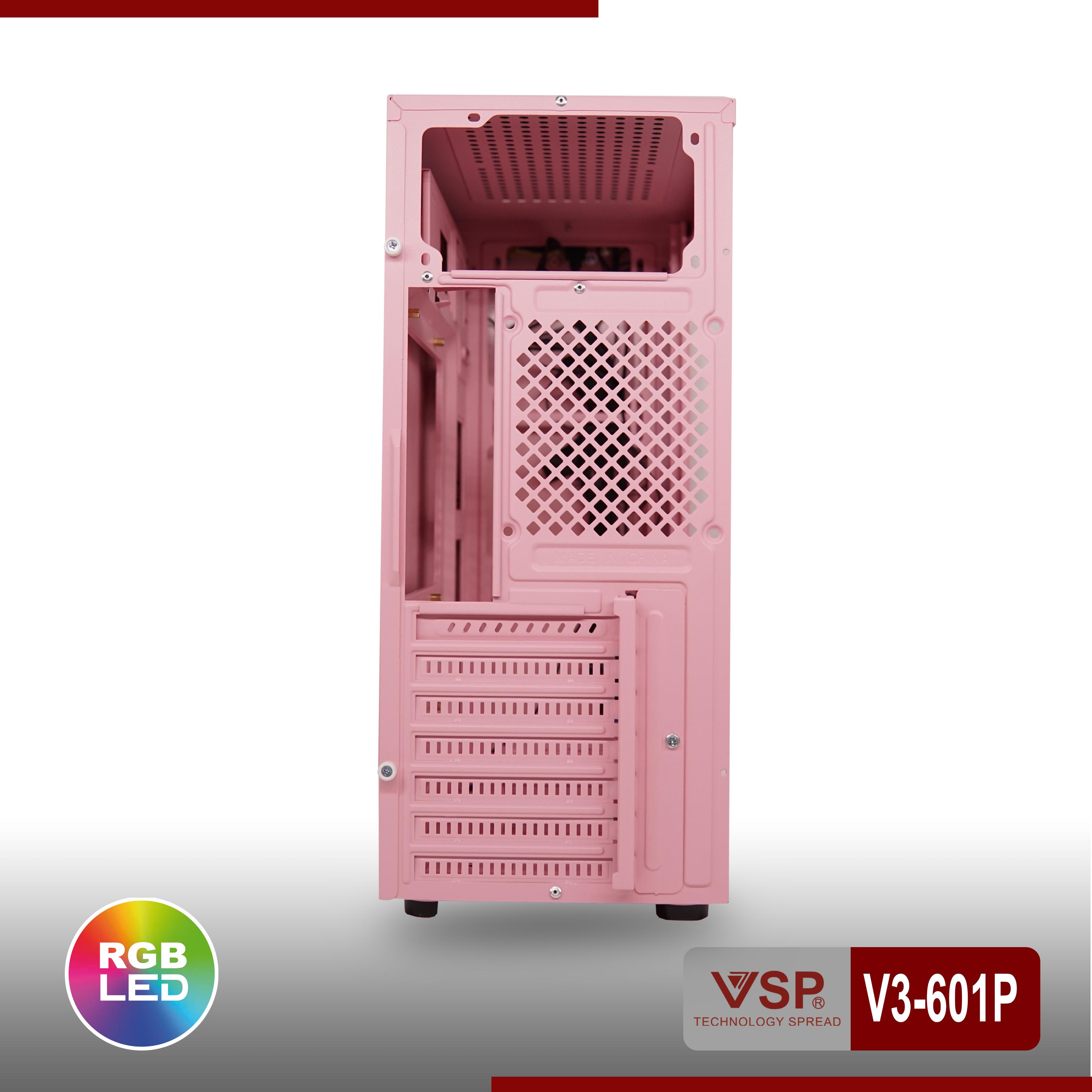 Vỏ Case Máy Tính VSP V3-601P Màu Hồng - Hàng Chính Hãng