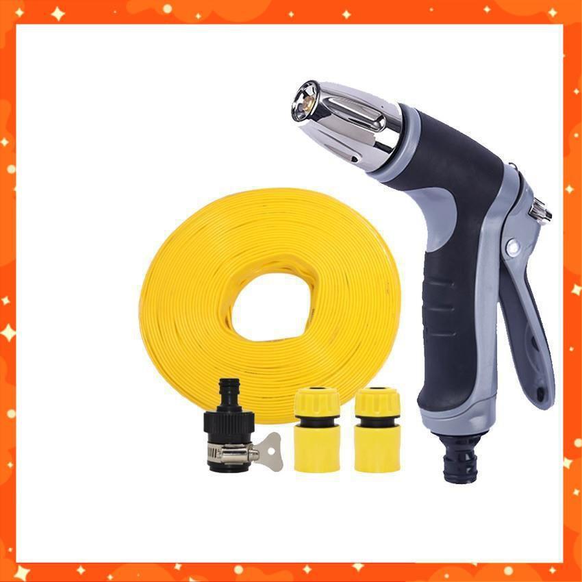 Bộ dây và vòi xịt rửa xe tưới cây tăng áp 20m (cút nhựa nối nhựa đen) 206817