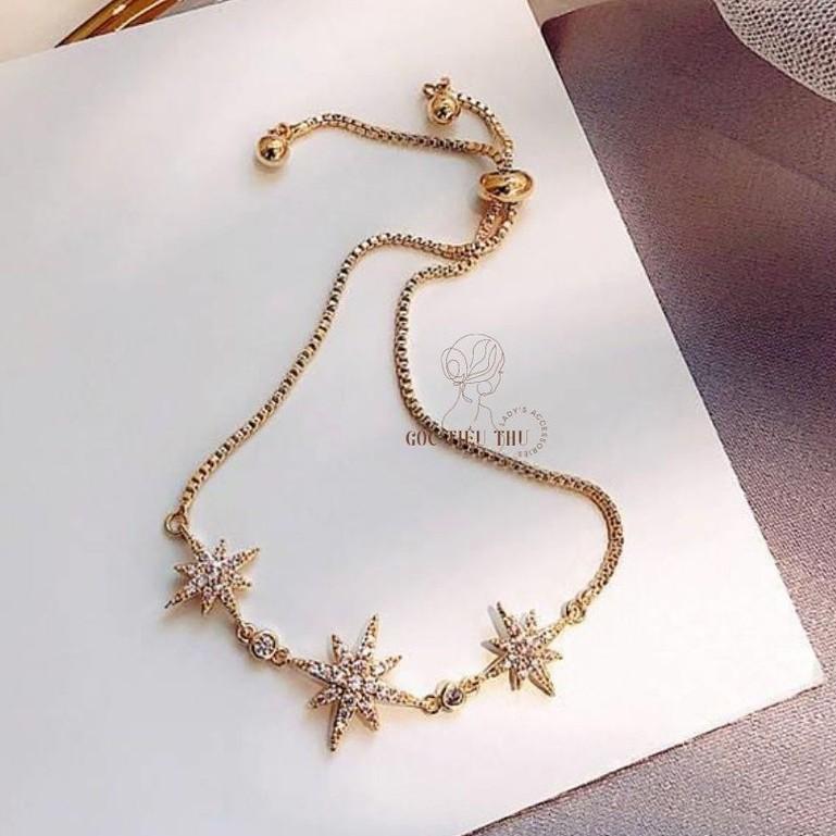 Lắc Tay Hợp Kim Ngôi Sao Tám Cánh Đính Đá - Trang Sức Phong Cách Hàn Quốc Nữ Tính Nhẹ Nhàng