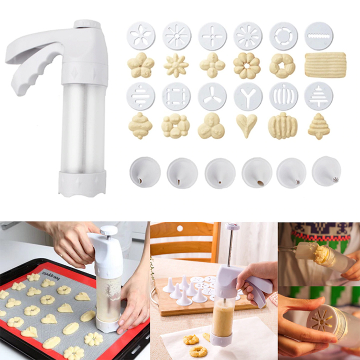 Khuôn nhấn bánh qui cookies press 12 mặt 6 đuôi bắt