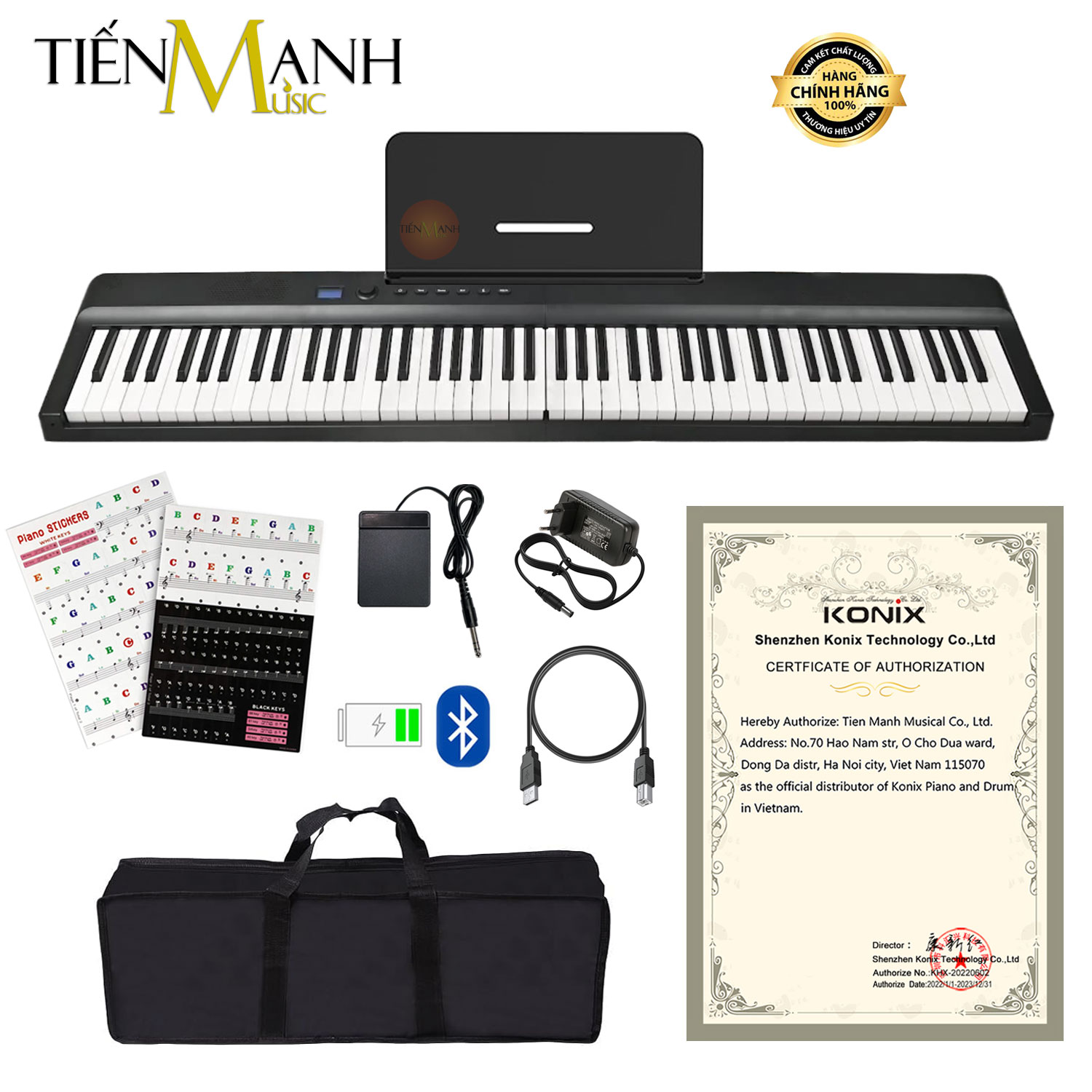 [Cao Cấp] Đàn Piano Điện Konix PJ88D - 88 Phím Cảm Ứng Lực Midi Keyboard Controllers