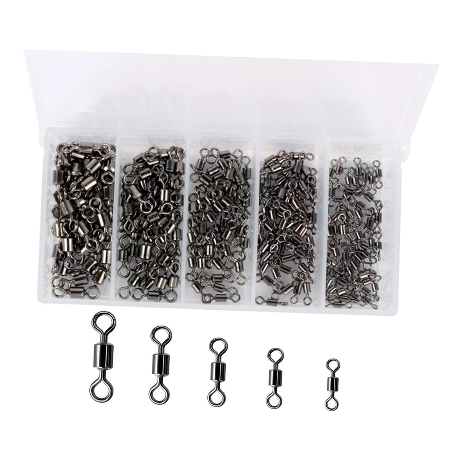 200-500pcs Fishing Rolling Barrel Swivel Connector Tackle Strong Copper Black Nickel Saltwater Fishing Swivels Hooks Lines Connect Hooks