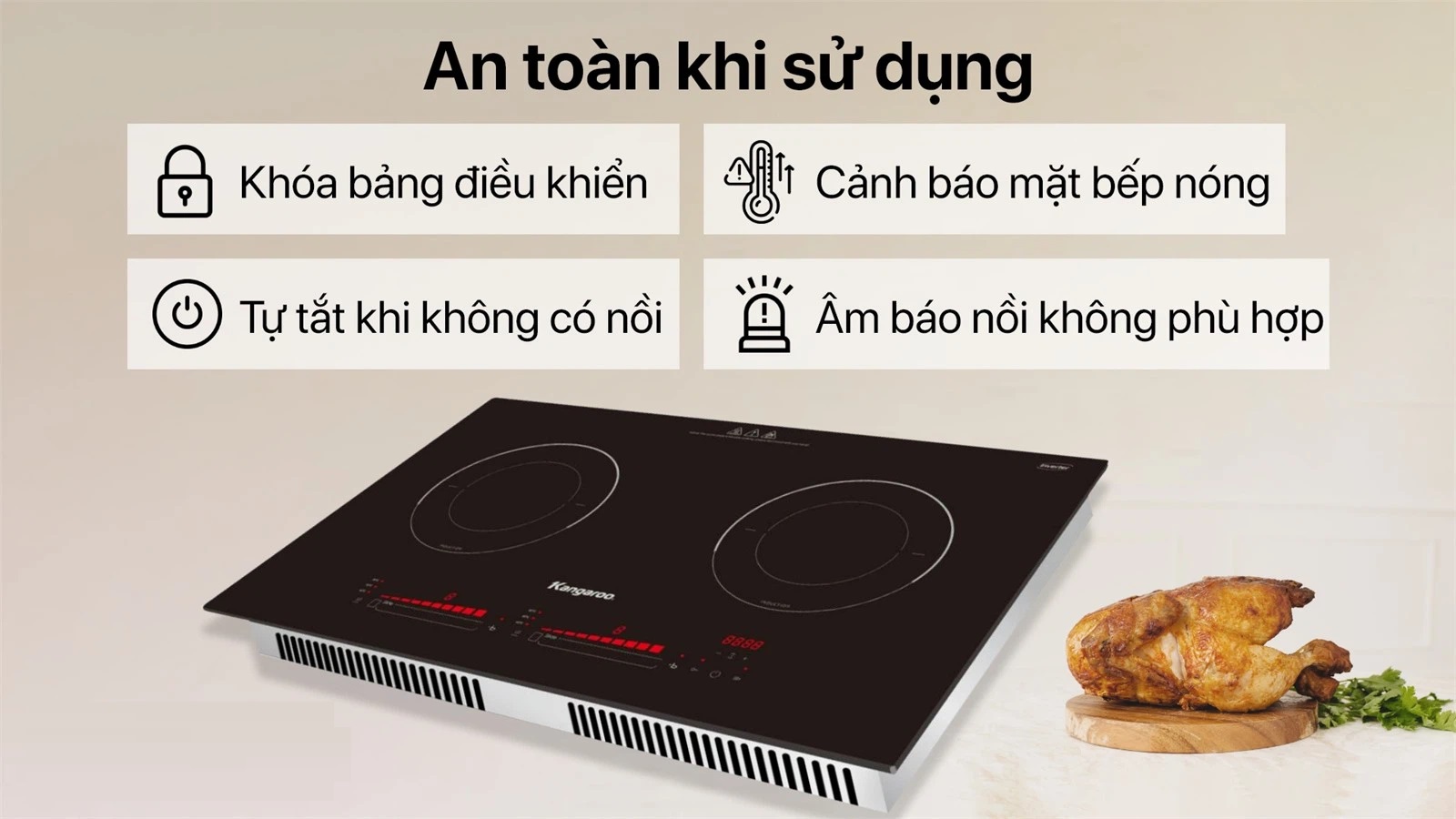 Bếp Điện Từ Đôi Thái Lan Kangaroo KG865i - Hàng Chính Hãng