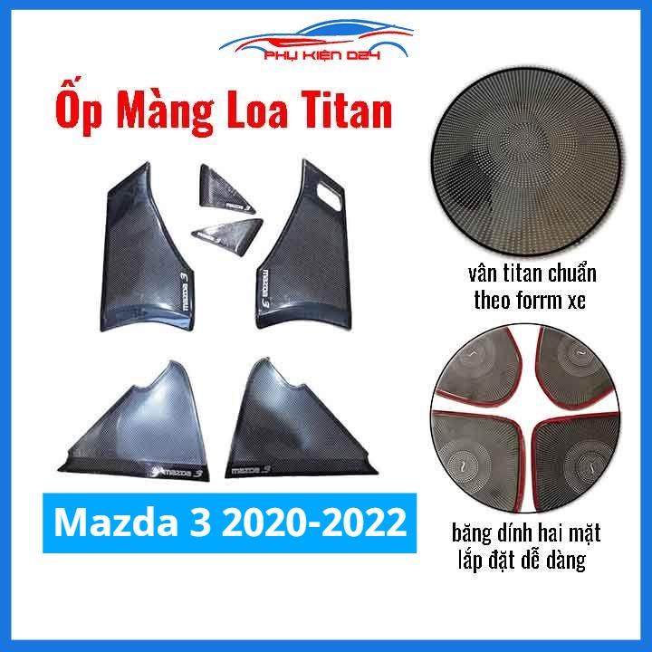 Bộ ốp màng loa vân Titan cho xe Mazda 3 2020-2021-2022 chống xước trang trí nội thất ô tô