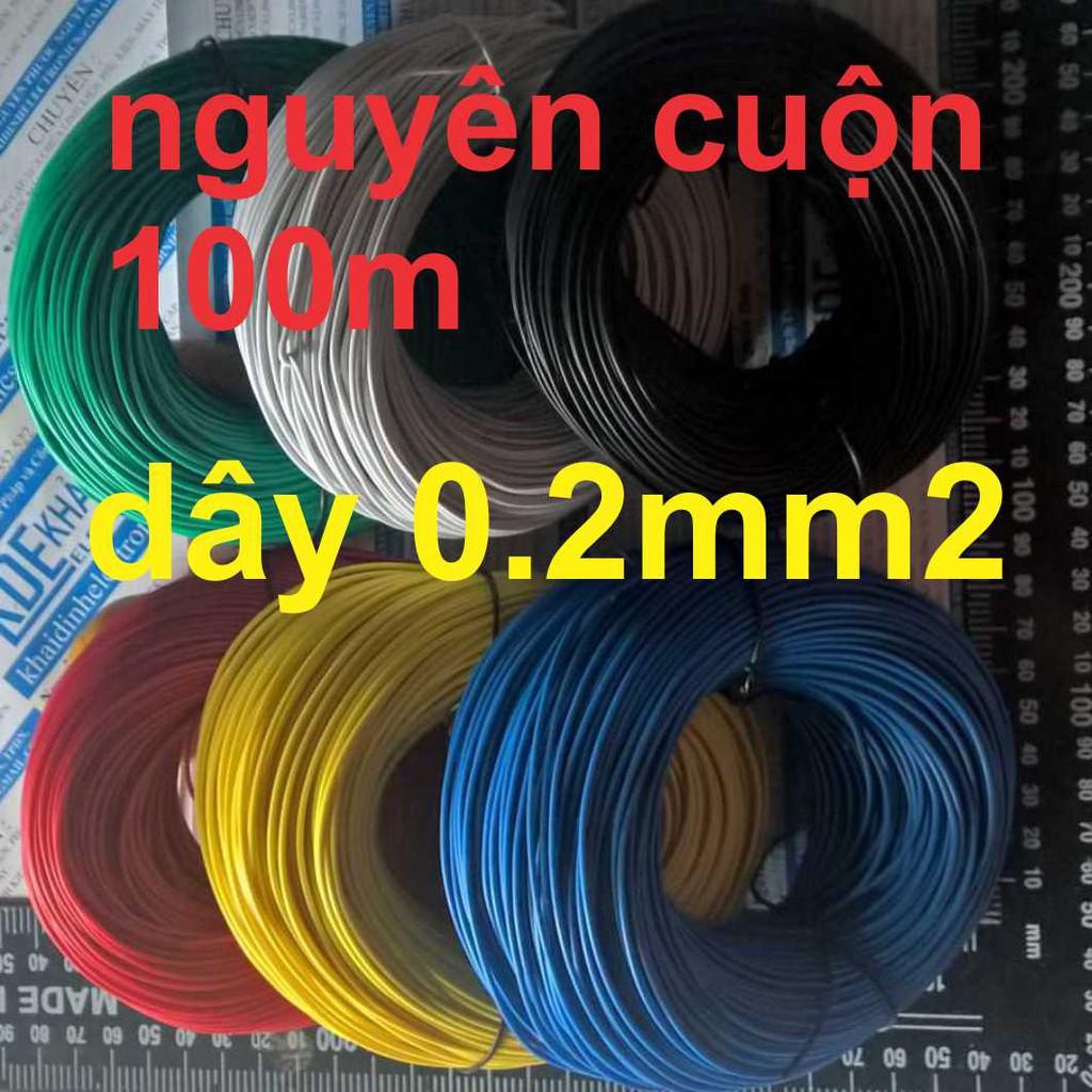 Dây điện đơn RV 0,2mm dây mềm, sợi đồng nhỏ  có 6 màu đỏ/đen/lục/trắng/dương/vàng kde1661