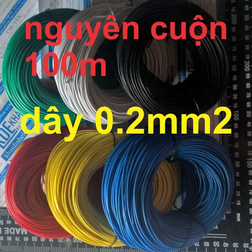 dây điện đơn RV 0,2mm dây mềm, sợi đồng nhỏ (nguyên cuộn 100m) có 6 màu đỏ/đen/lục/trắng/dương/vàng kde1661