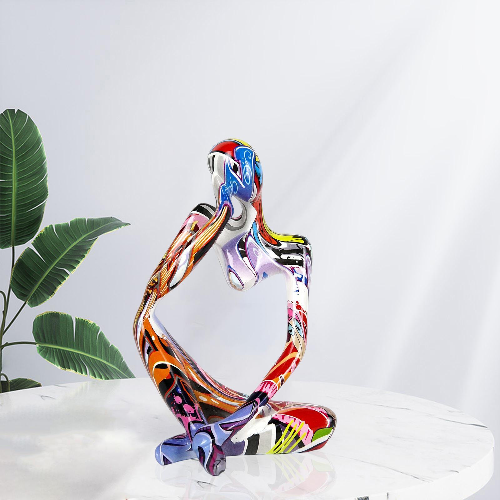 Abstract Thinker Statue Resin Figurine Ornament for Tabletop Bookshelf Decor