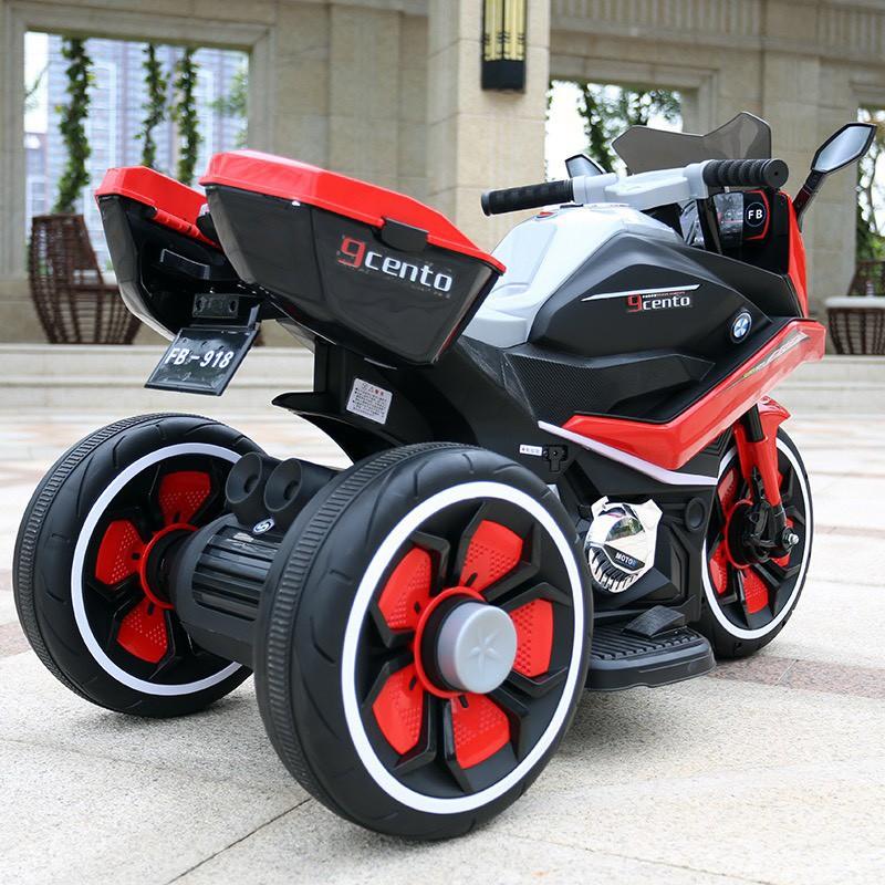 Xe máy mô tô điện 3 bánh FB618 đồ chơi cho bé dáng thể thao 2 động cơ (Trắng-Đỏ-Vàng-Xanh)